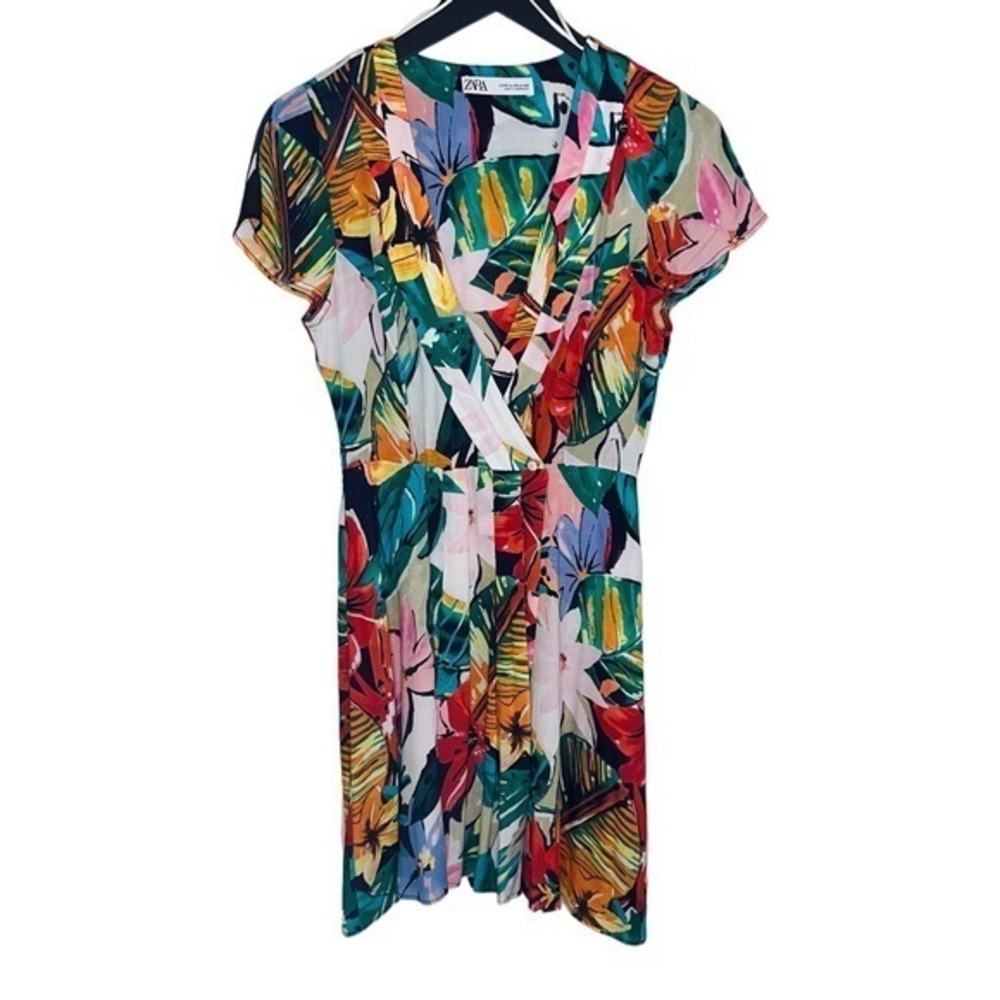 Zara TRF Tropical Print Multicolor Dress Vacation Beach Brunch